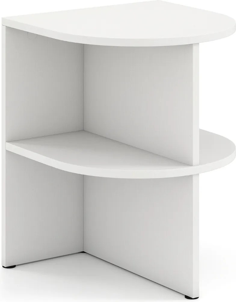Mesa de cabeceira 38 x 38 x 48,5 cm com 2 níveis, prateleiras abertas branca