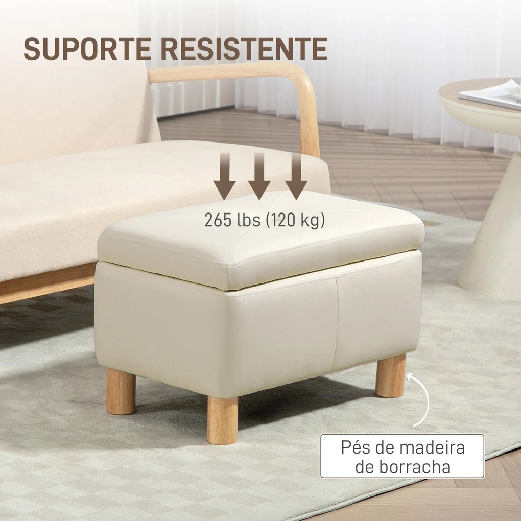 Baú Puff de Armazenamento "Lykke" – 33L – Estofado em Couro PU – 60x38