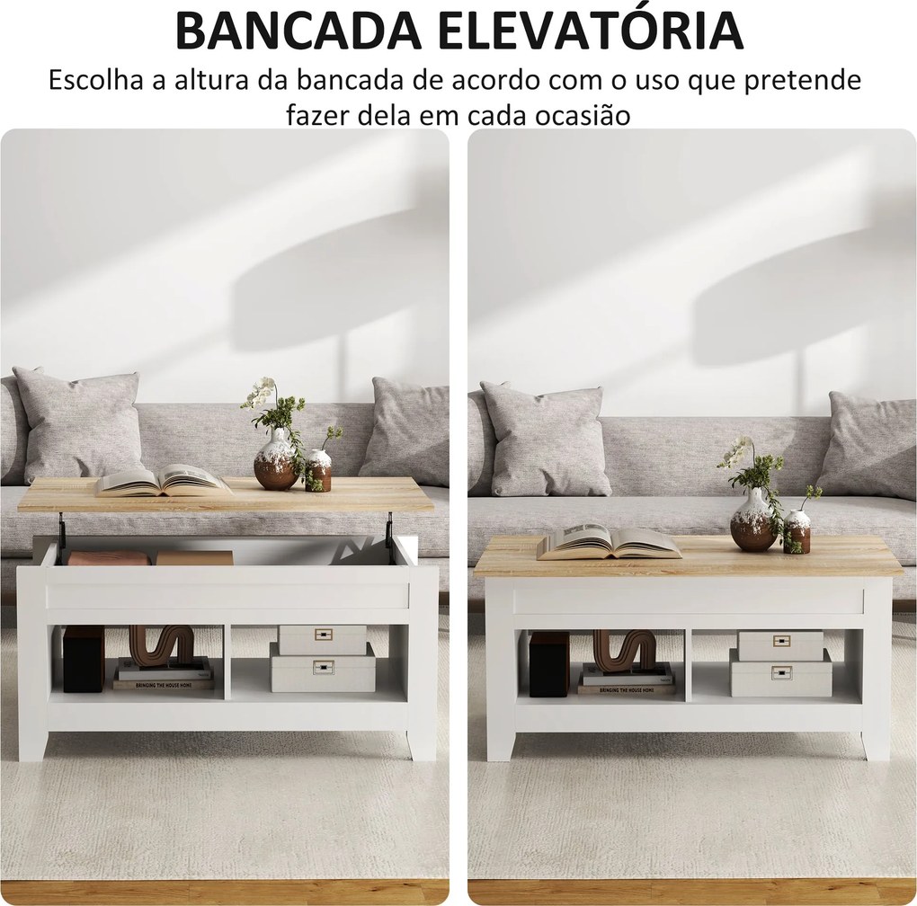 Mesa de Centro com Bancada Elevável Mesa de Centro com 2 Compartimento