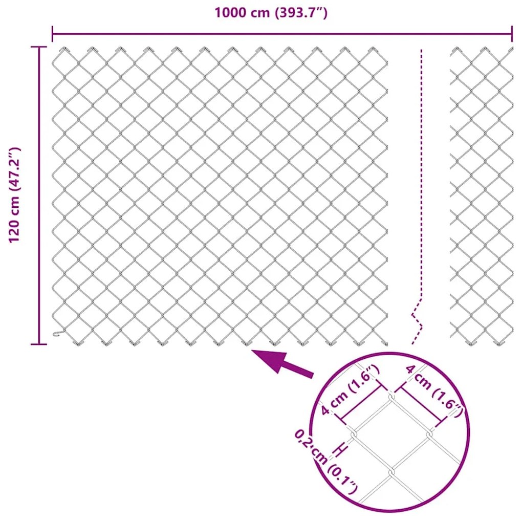 Conjunto de Postes de Cerca Prateado 10 x 1.2 m Aço galvanizado