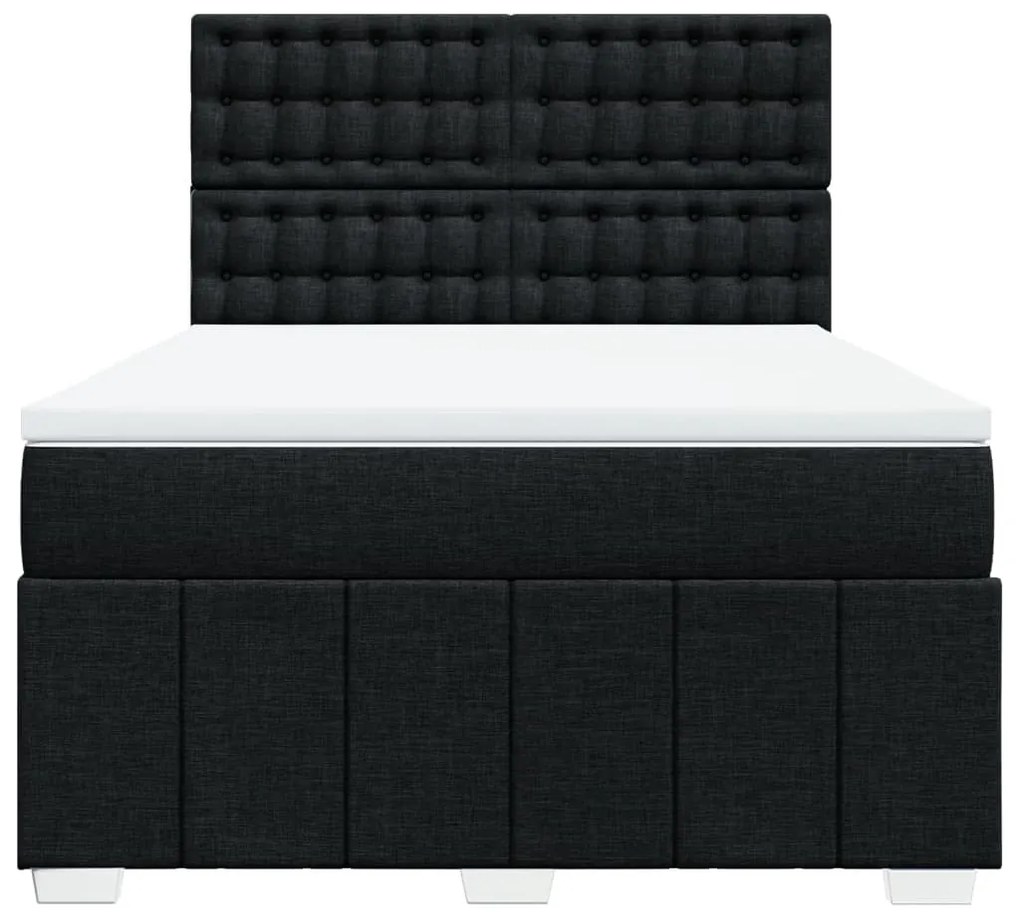 Cama com molas/colchão 140x190 cm tecido preto