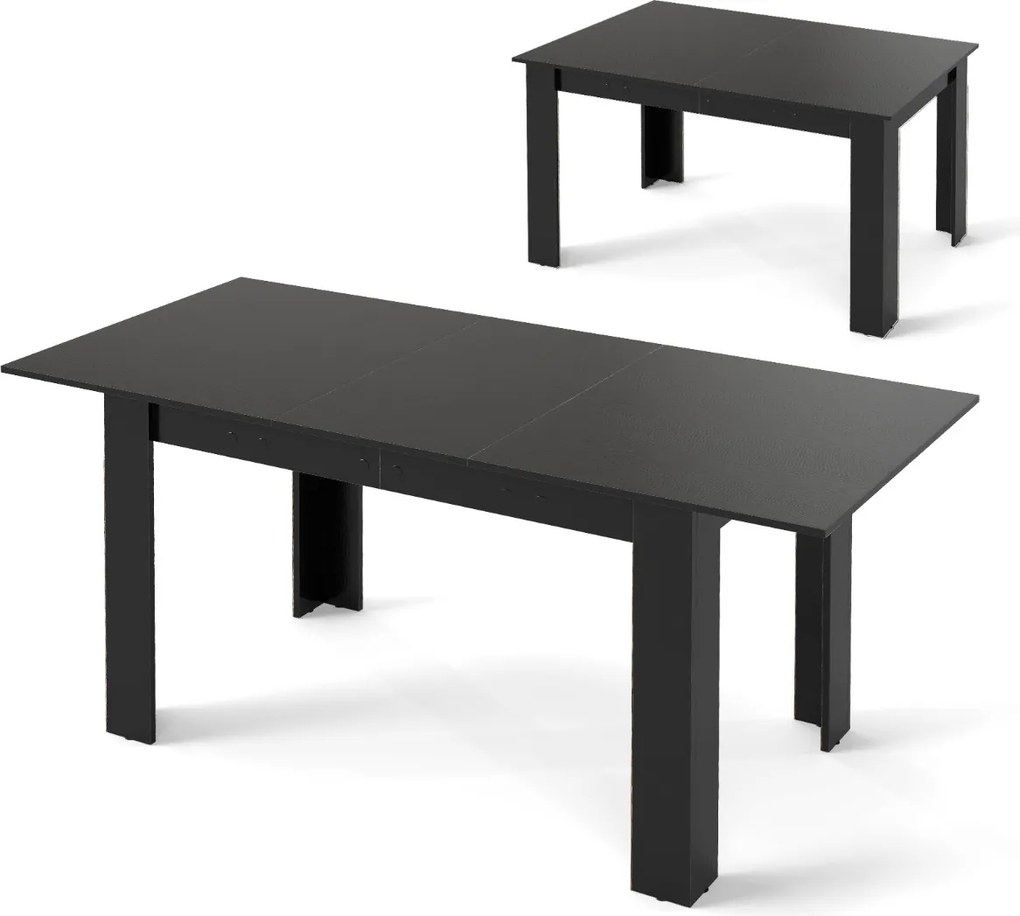 Mesa de jantar extensível Mesa de cozinha moderna com tampo ajustável Pernas em forma de L 110 KG Carga 158 x 70 x 76 cm Preto