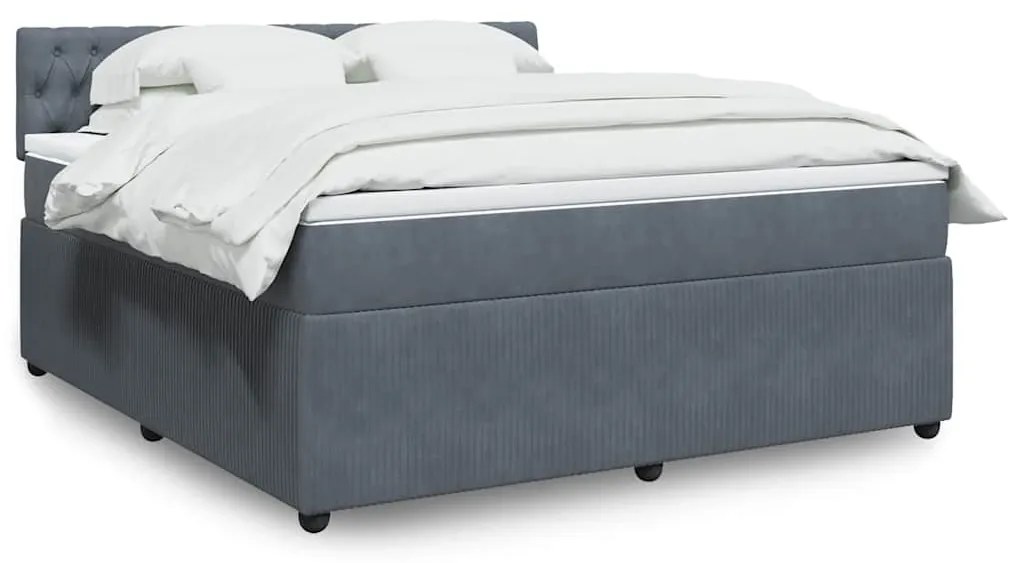 vidaXL Cama com molas/colchão 180x200 cm veludo cinzento-escuro