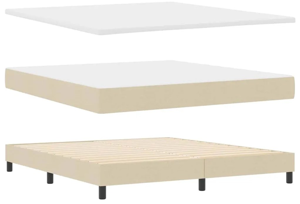 Cama Box com Colchão &amp; LED Creme 180x200 cm Tecido