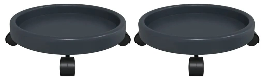 Carrinhos de plantas c/ rodas 2 pcs diâmetro 34 cm 35 kg cinza