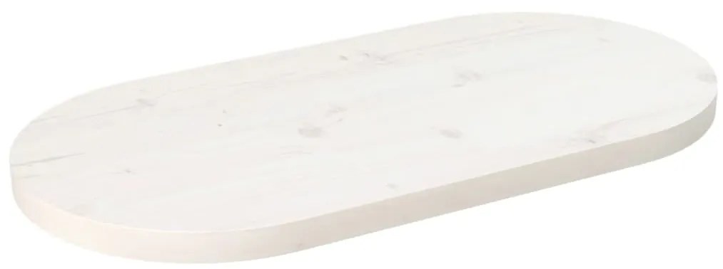 Tampo de mesa oval 60x30x2,5 cm madeira de pinho maciça branco