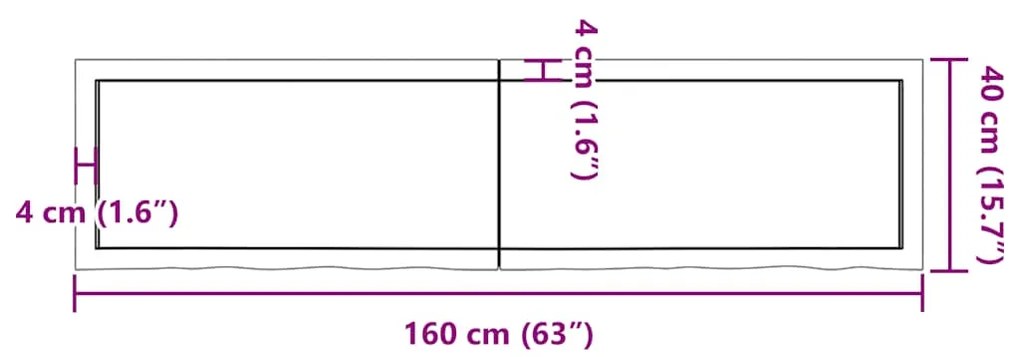 Prateleira de parede 160x40x(2-4)cm carvalho maciço não tratado
