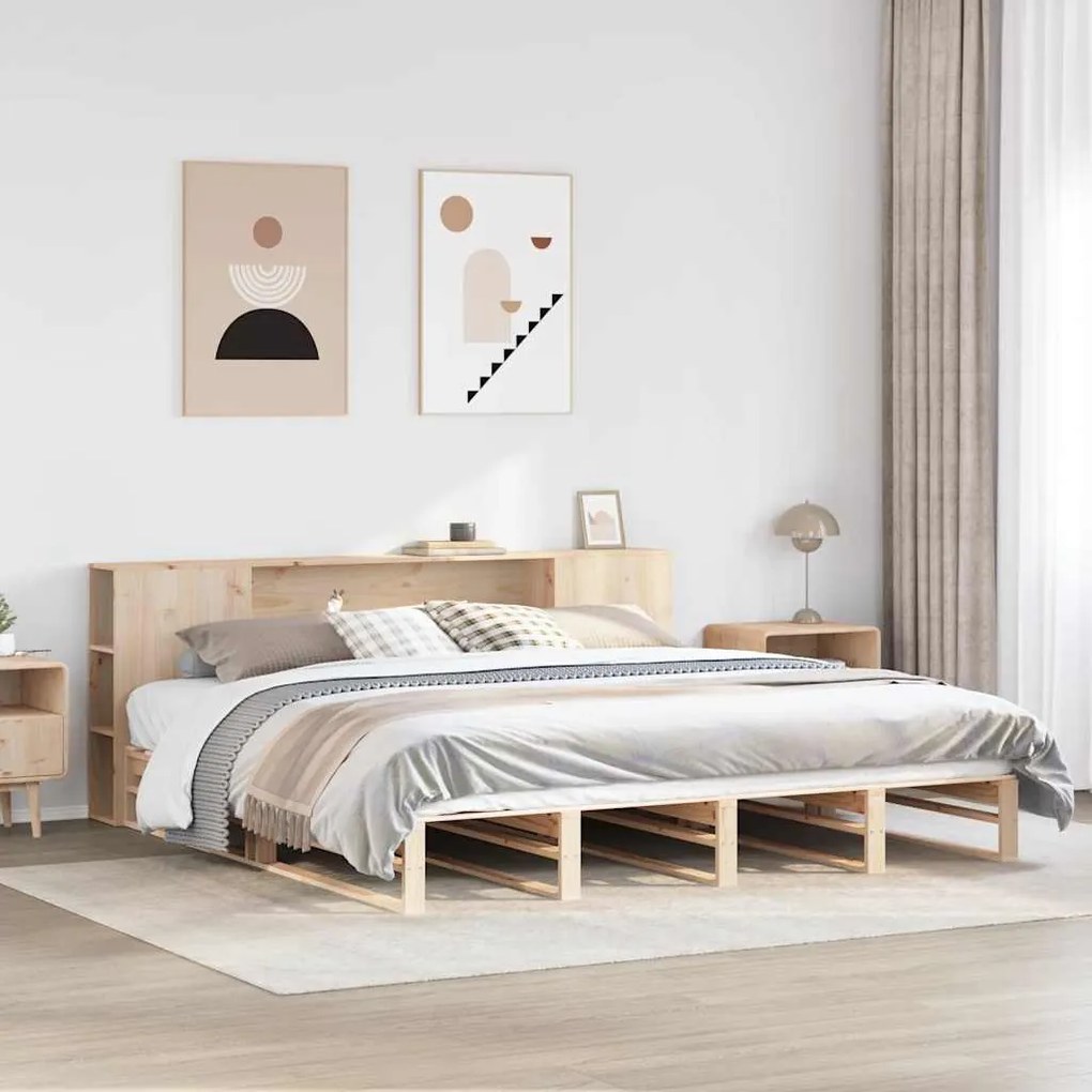 Cama com estante sem colchão 200x200 cm madeira maciça