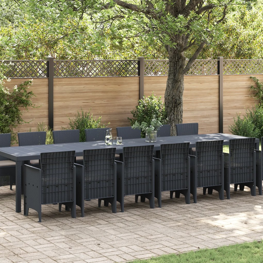 Conjunto de Jantar para Jardim vidaXL com 15 Peças e Almofadas Antraci