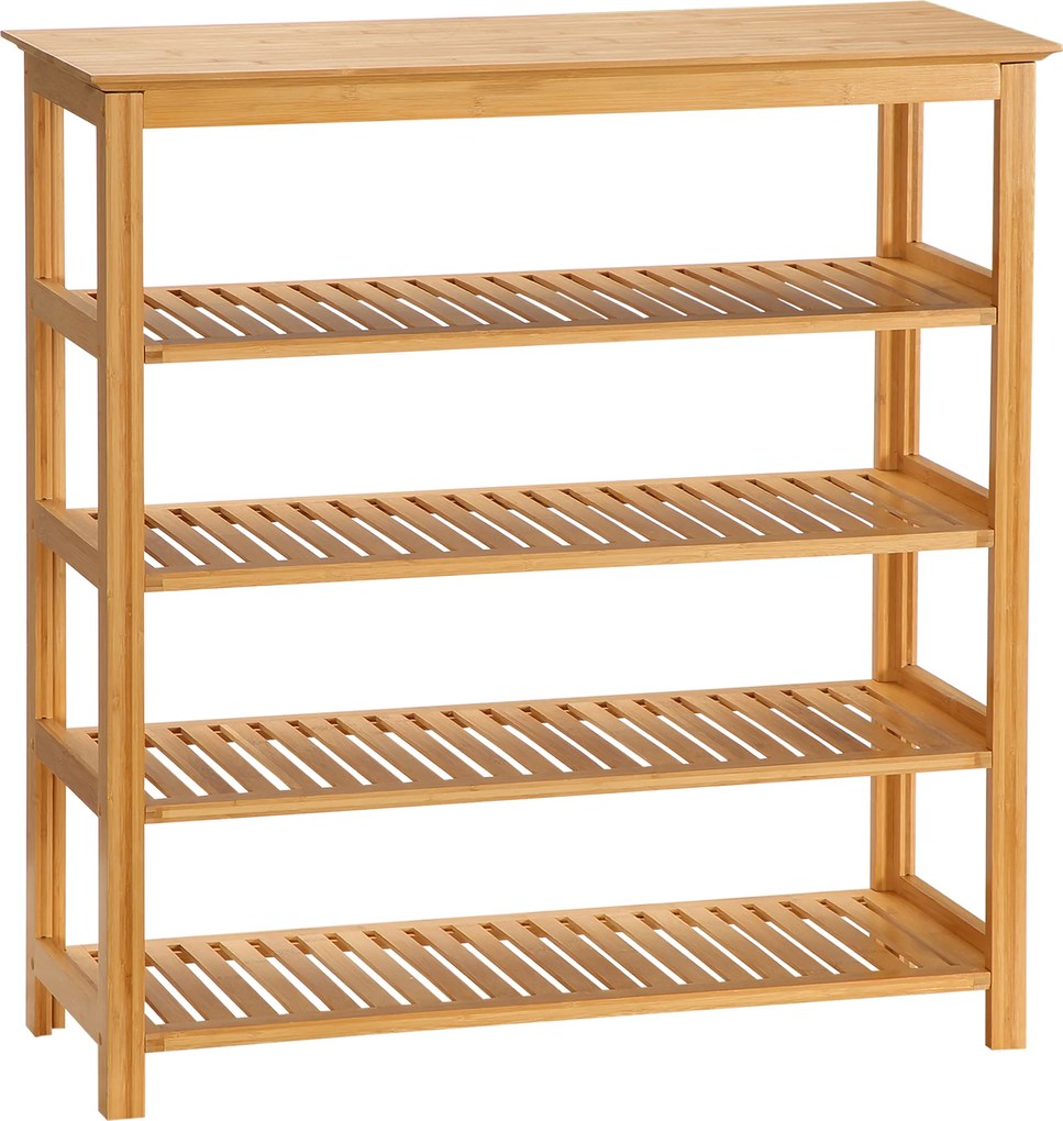 HOMCOM Sapateira 4 Prateleiras em Bambu 80x29x82 cm Efeito Madeira Natural | Aosom Portugal