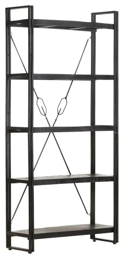 vidaXL Estante com 5 prateleiras 90x30x180 cm mangueira maciça preto