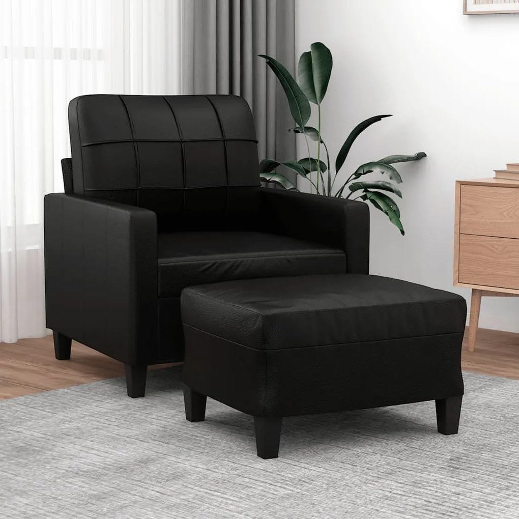 3201009 vidaXL Poltrona com apoio de pés couro artificial 60 cm preto