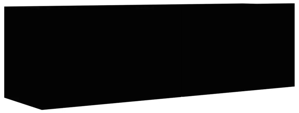 2 pcs conjunto de móveis de TV derivados de madeira preto