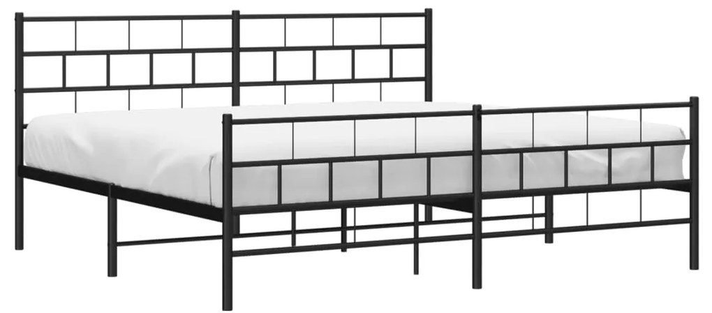 Estrutura de cama com cabeceira e pés 183x213 cm metal preto