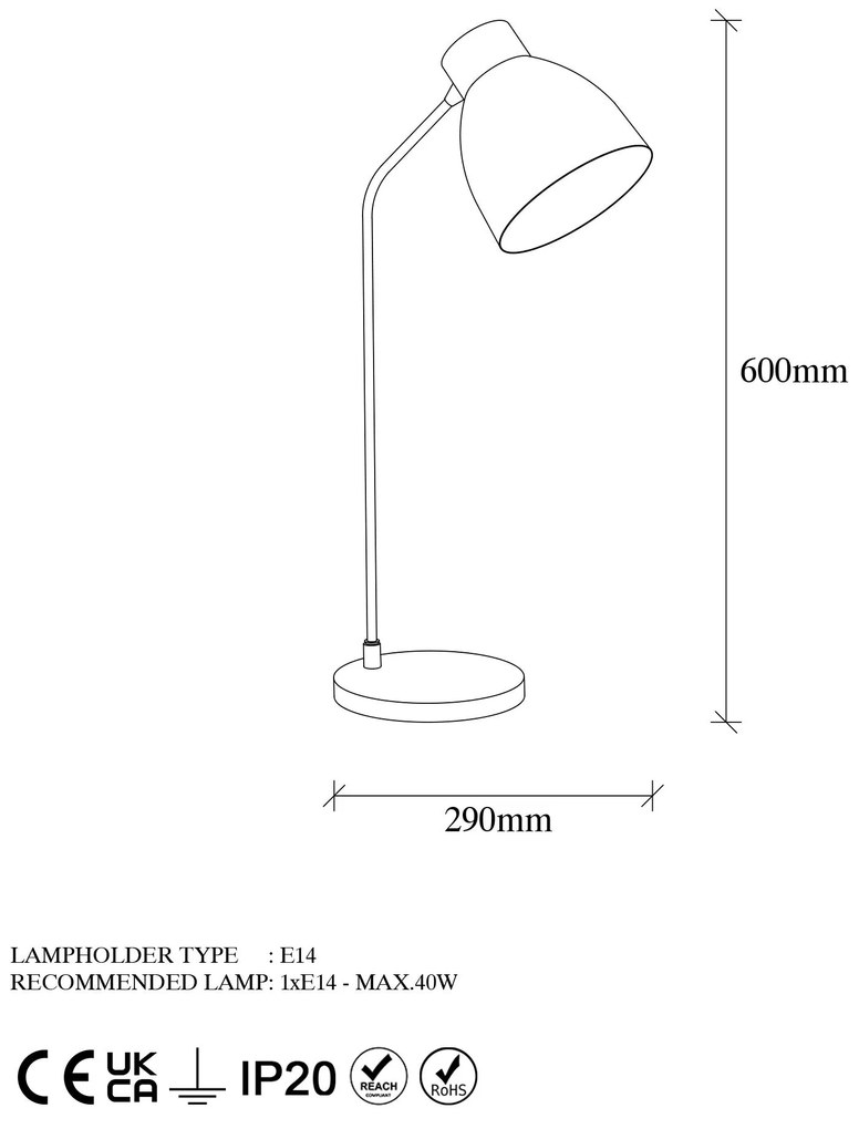 Candeeiro de Mesa Murek – Dourado – 18 x 29 x 60 cm