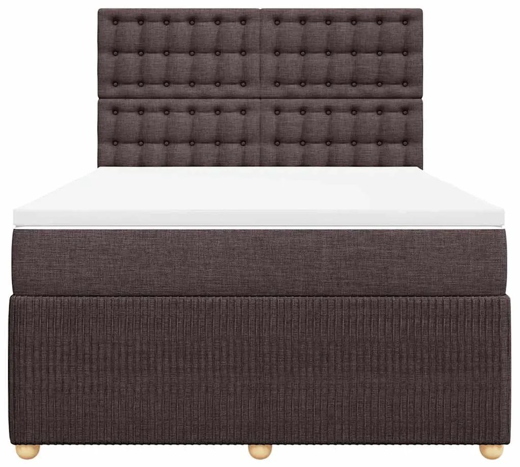 Cama com molas/colchão 140x200 cm tecido castanho-escuro
