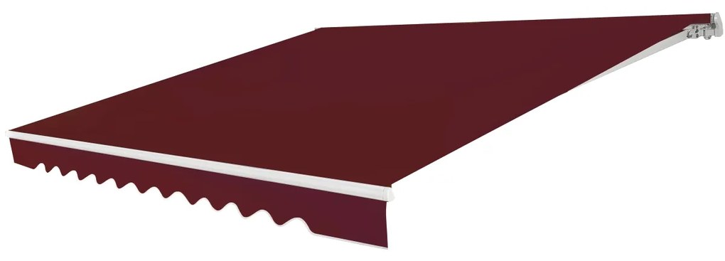 Toldo retrátil 3,6 x 3 m em alumínio com manivela e poliéster impermeável para exterior Cor de Vinho