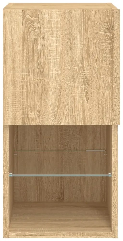 Móvel de TV com luzes LED 30,5x30x60 cm carvalho sonoma
