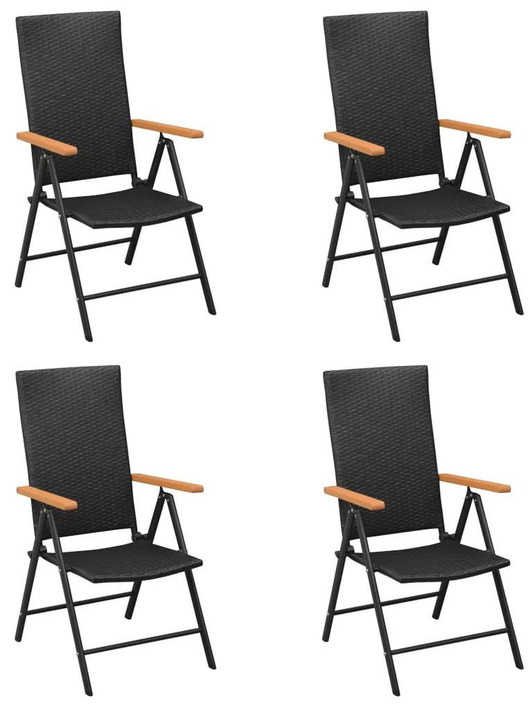 vidaXL Cadeiras de jardim 4 pcs vime PE preto