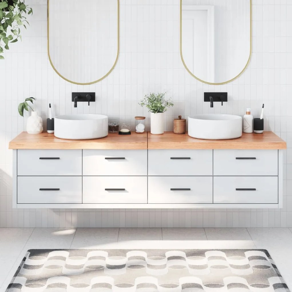 Bancada p/ WC 200x50x(2-6) cm madeira maciça tratada castanho