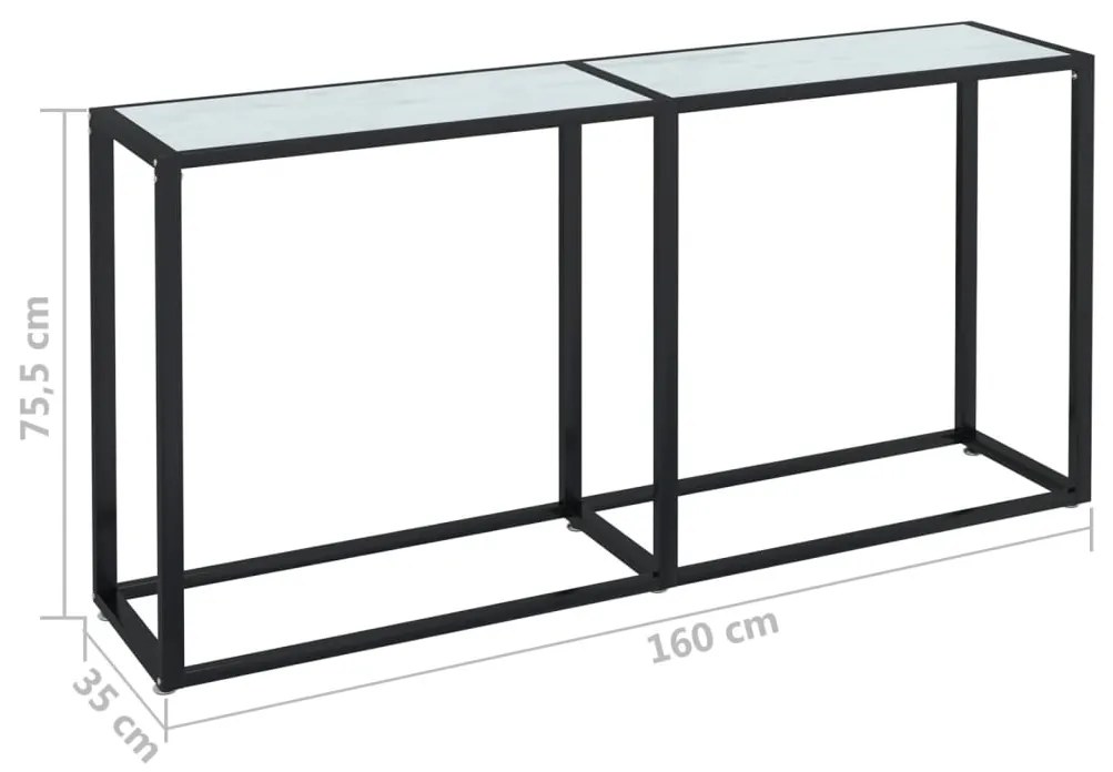 Mesa consola mármore branco 160x35x75,5 cm vidro temperado