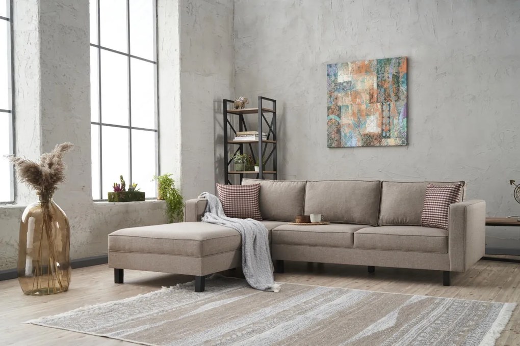 Sofá de Canto Kale – Creme – 258x83x181 cm