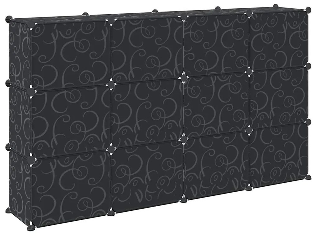 Organizador de arrumação com 12 cubos e portas PP preto