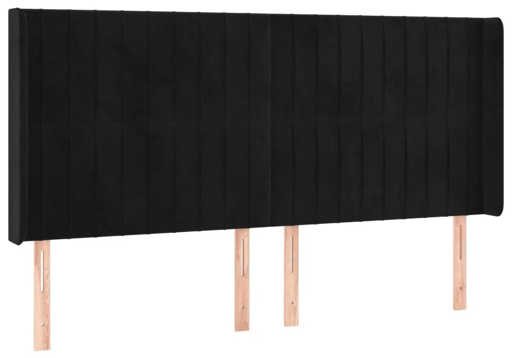 Cama box spring c/ colchão/LED 200x200 cm veludo preto