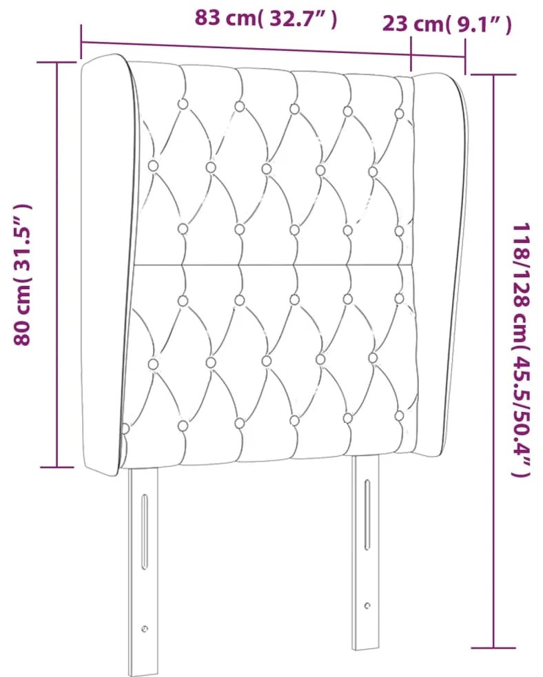 Cabeceira cama c/ abas tecido 83x23x118/128 cm cinzento-escuro