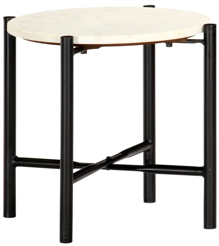Mesa centro 40x40x40cm pedra genuína textura mármore branco