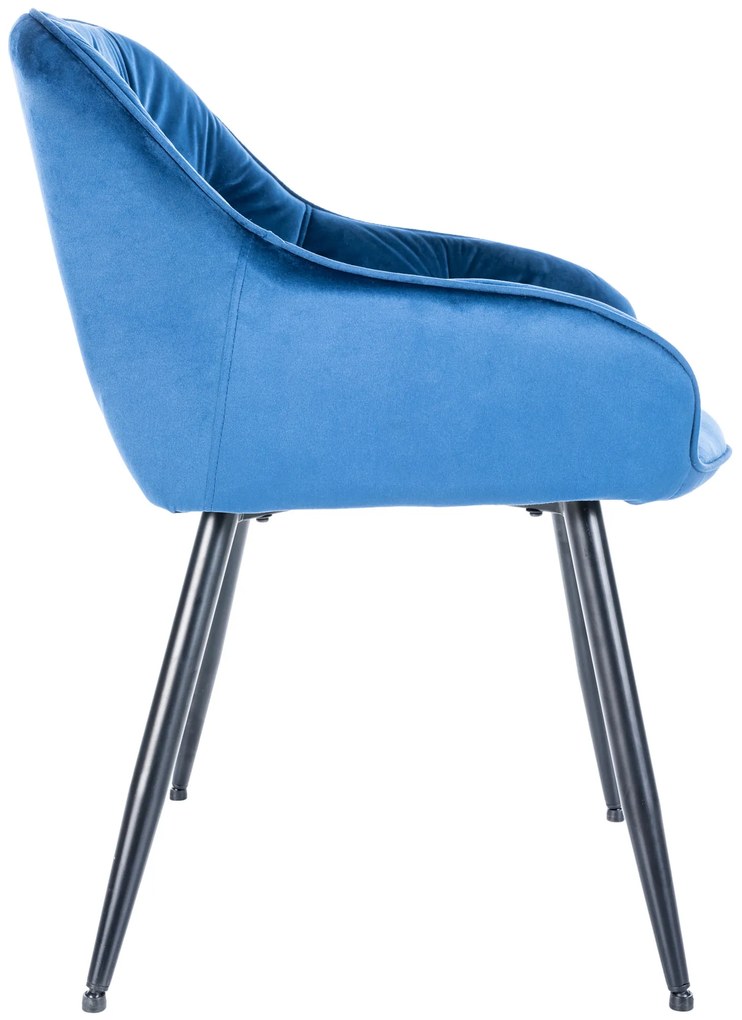 Cadeira de sala de jantar Cassis com estofo em veludo 81 x 56 x 58 cm Azul