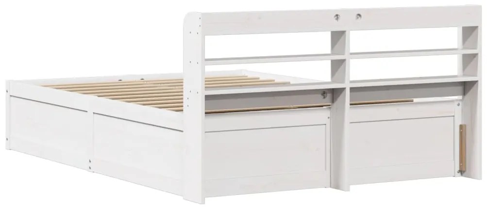 Estrutura de cama com cabeceira 140x200 cm pinho maciço branco