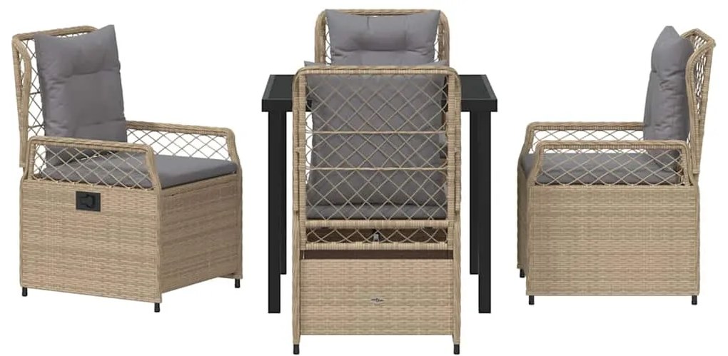Conjunto de Jantar pra Jardim 5 Peças Bege em Rattan Sintético