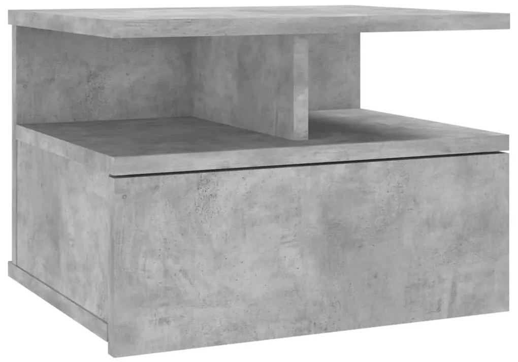 Mesa cabeceira suspensa 2pcs derivados madeira cinzento cimento