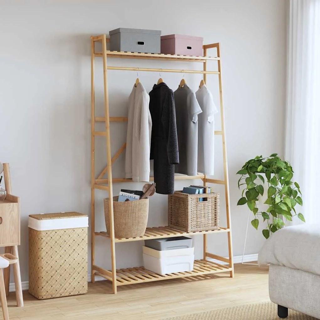 Roupeiro com prateleiras 110x40x180 cm bambu