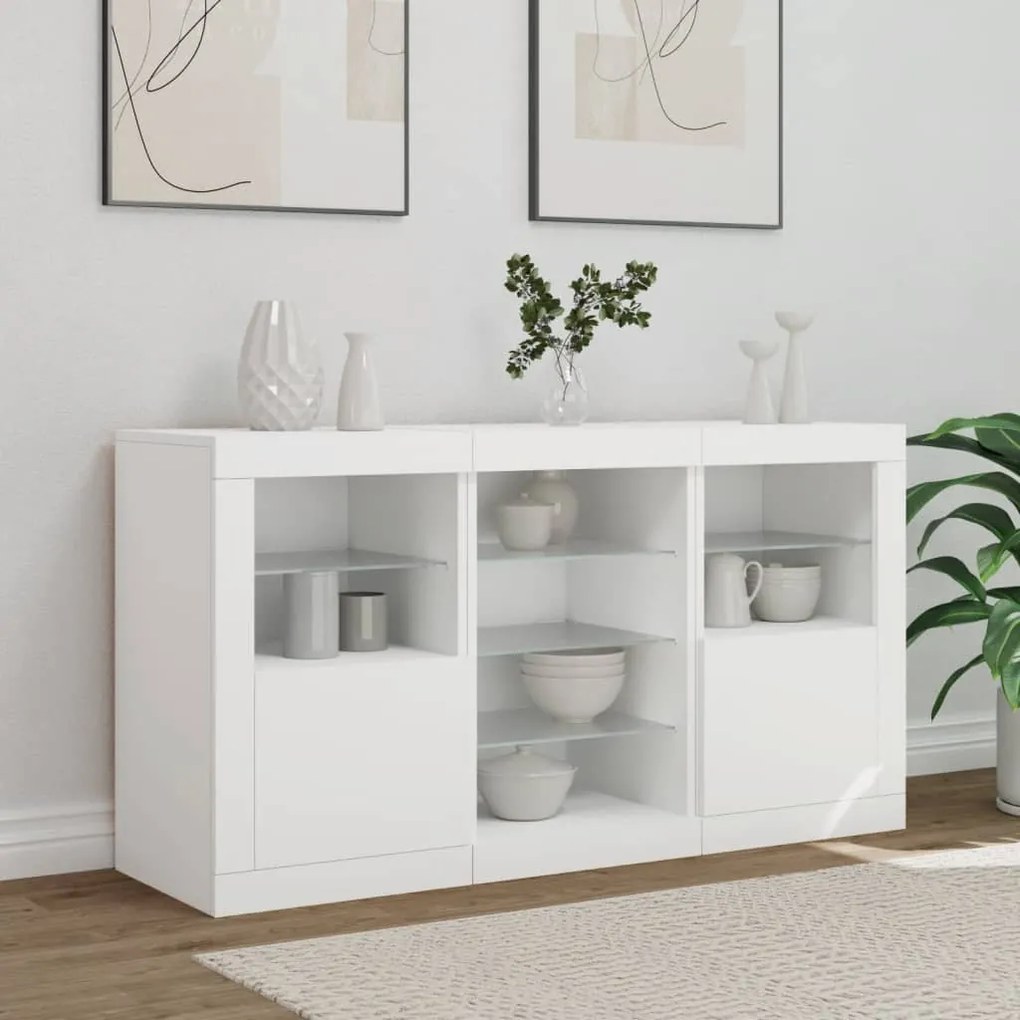 Aparador com luzes LED 123x37x67 cm branco