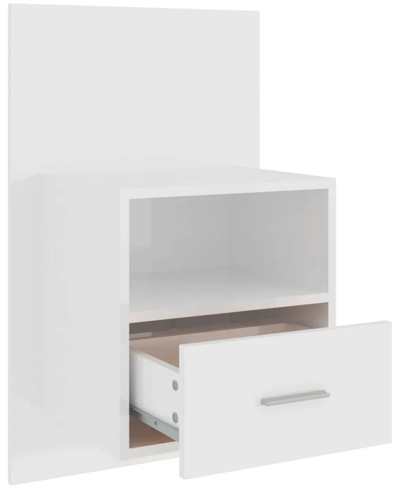 Mesa de cabeceira montagem na parede branco brilhante