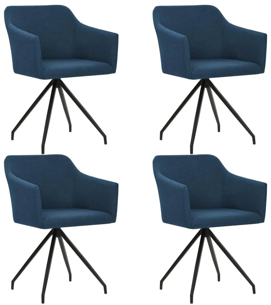276057 vidaXL Cadeiras de jantar giratórias 4 pcs tecido azul