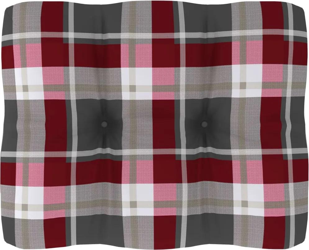 Almofadão p/ sofá de paletes 50x40x12 cm padrão xadrez vermelho