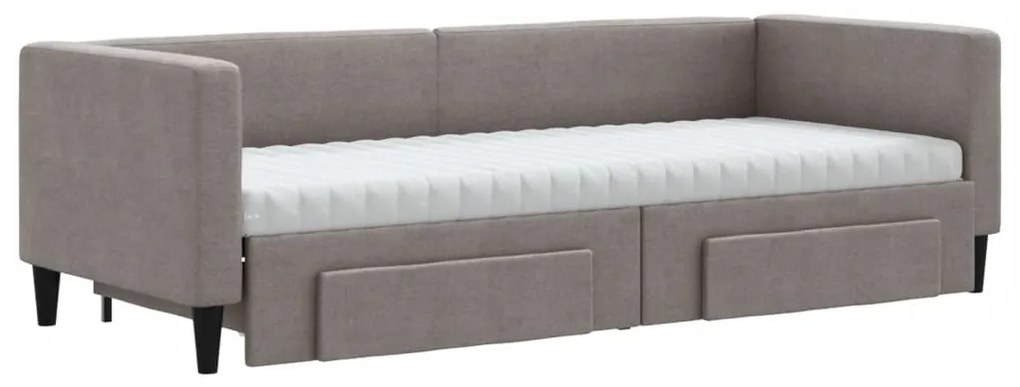 Sofá-cama c/ gavetão/gavetas 80x200 cm tecido cinza-acastanhado