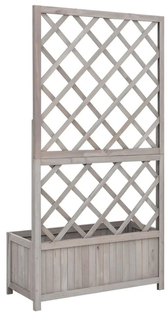 Vaso com treliça para jardim 70x30x135 cm abeto maciço cinzento