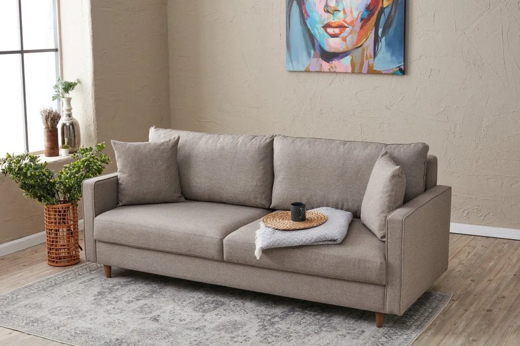 Sofá de 3 Lugares Eva – Creme – 210x82x90 cm