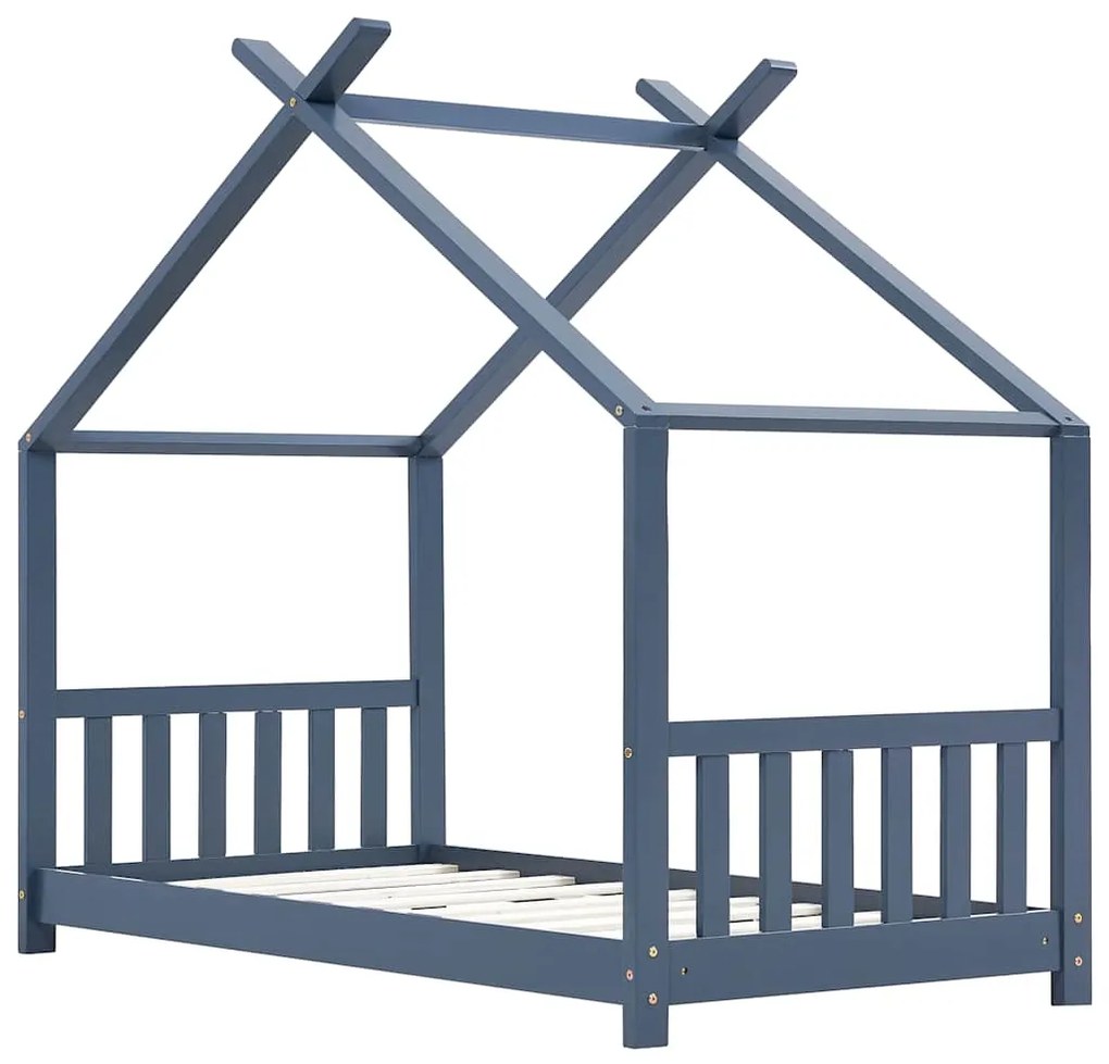 Estrutura de cama para crianças 80x160 cm pinho maciço cinza