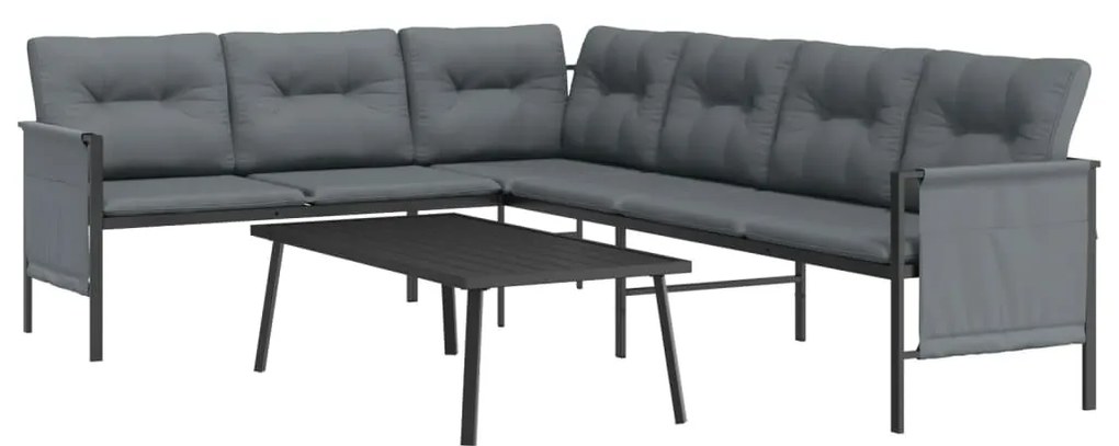 2 pcs conjunto lounge de jardim aço antracite