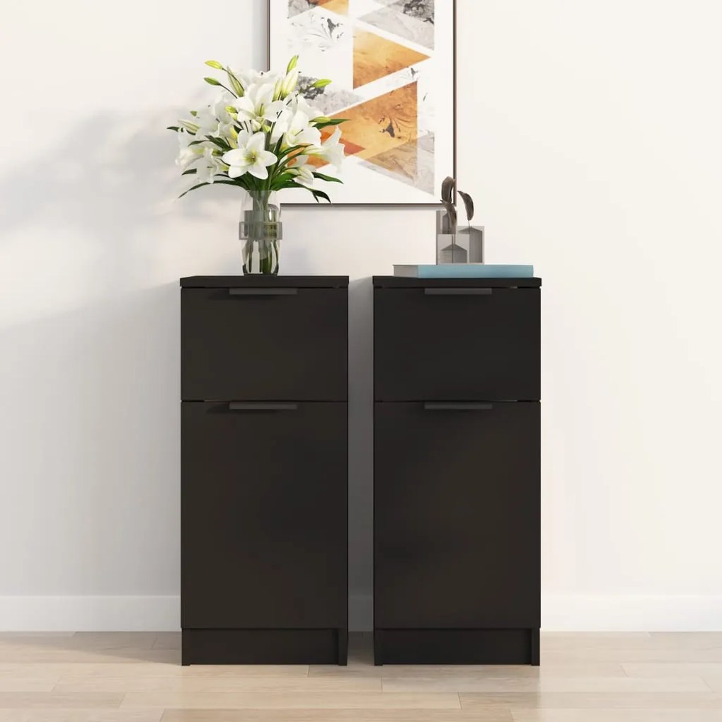 vidaXL Aparadores 2 pcs 30x30x70 cm derivados de madeira preto
