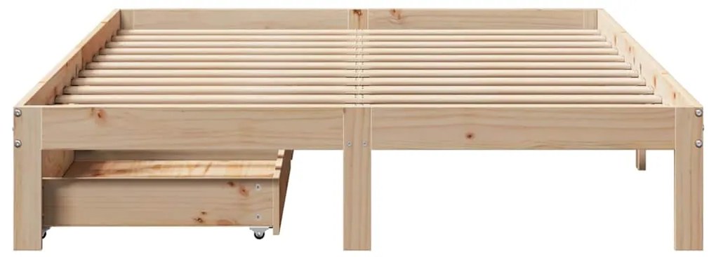 Estrutura de cama c/ gavetas 140x190 cm madeira de pinho maciça