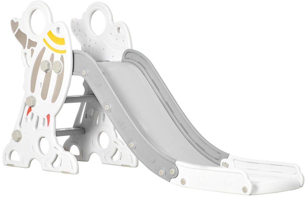 AIYAPLAY Escorregador para Crianças de 18-36 Meses com 3 Degraus Antiderrapantes 157x46,5x80 cm Cinza