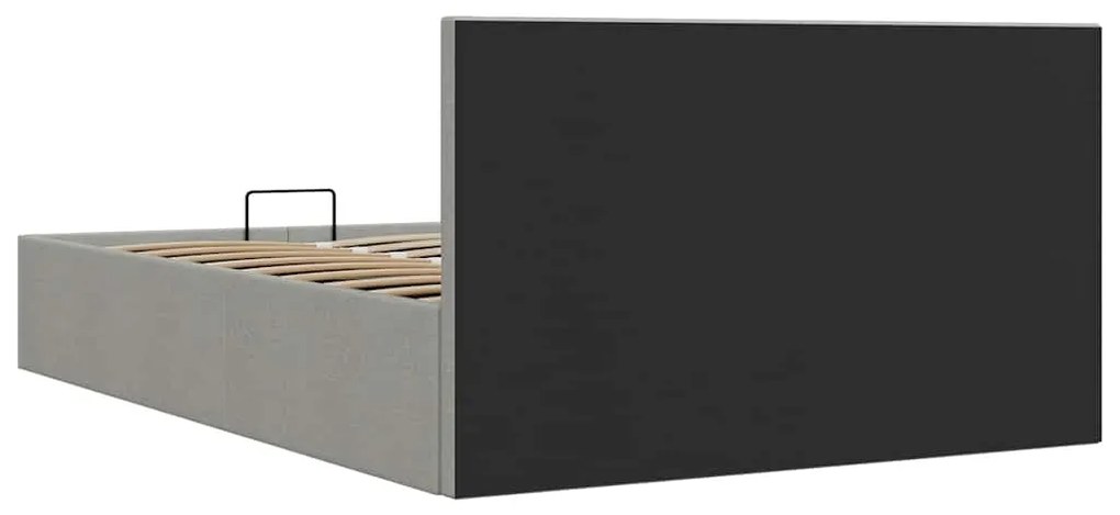 Cama hidráulica c/ arrumação 140x200cm tecido cinza-escuro