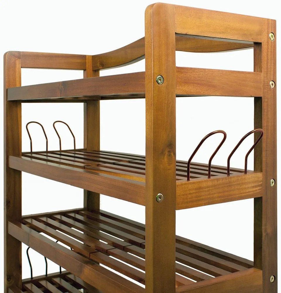 Sapateira em madeira de acácia com 5 prateleiras estáveis 95 x 26 x 82 cm Castanho