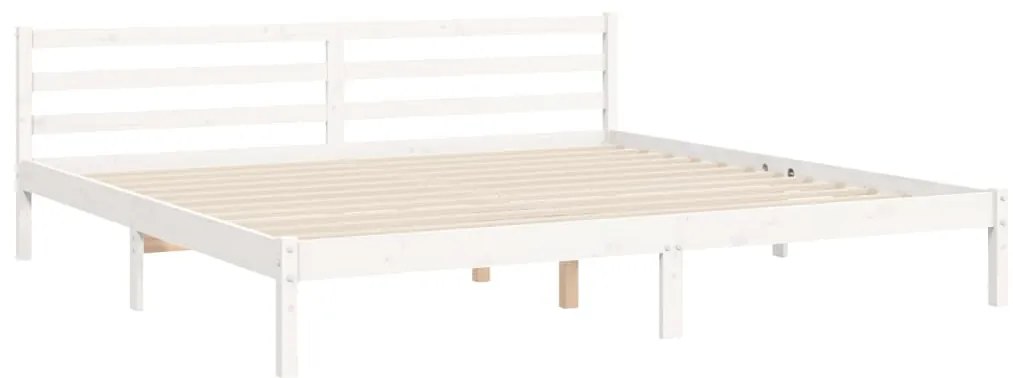 Estrutura de cama com cabeceira 200x200cm madeira maciça branco